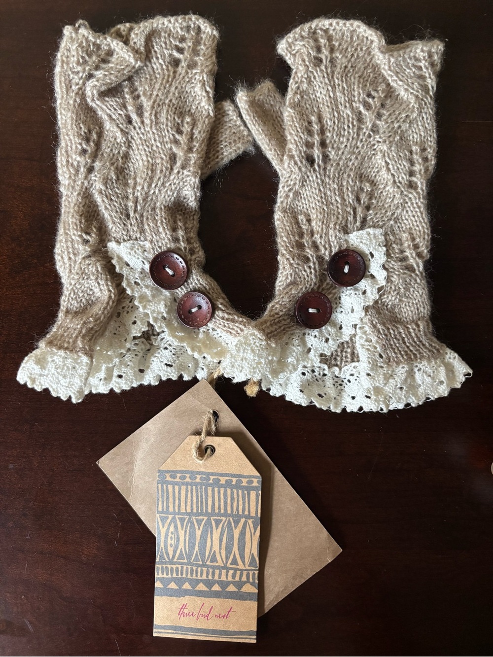 Knitted lace fingerless gloves, BNWT